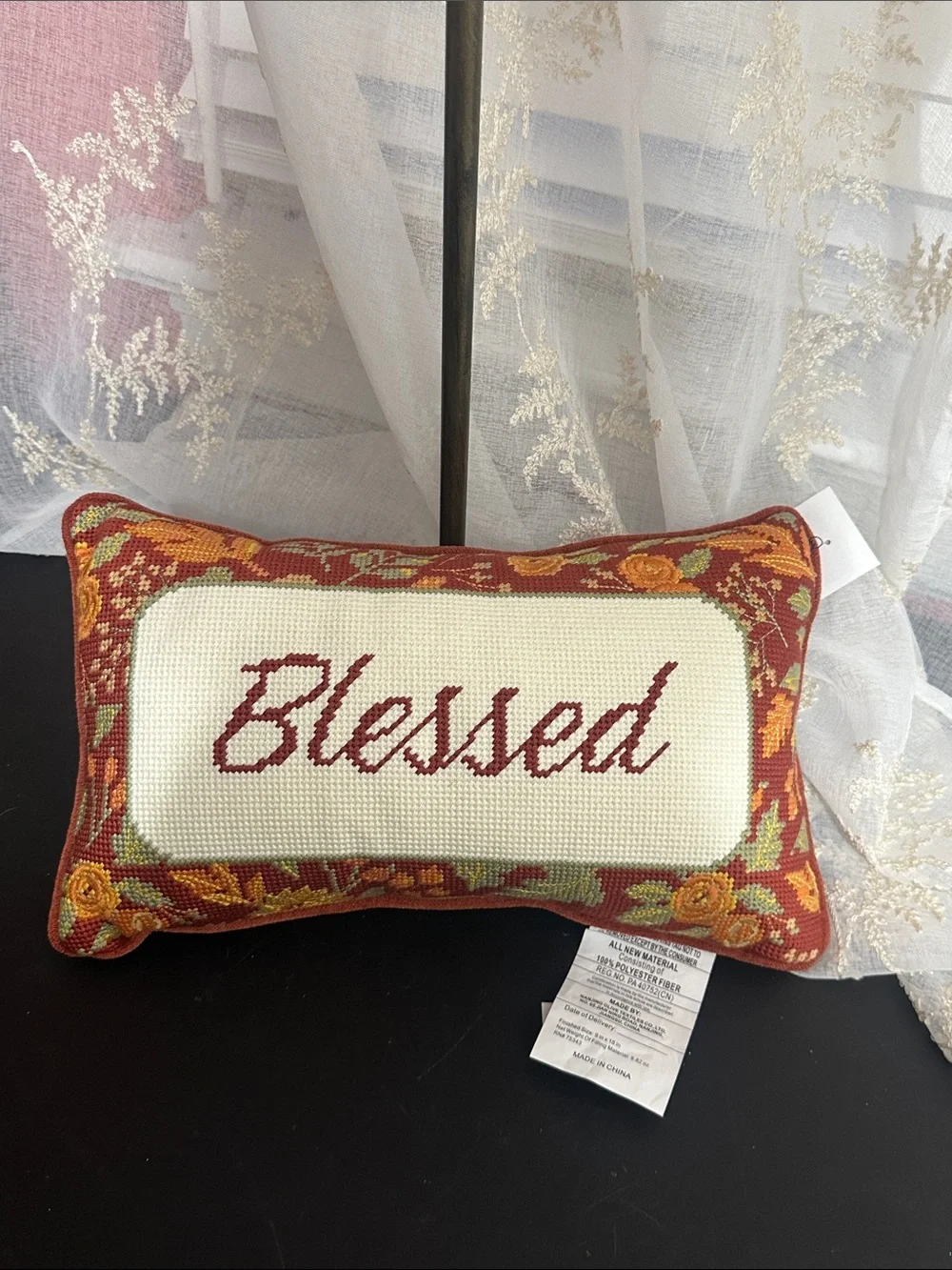 Martha Stewart blessed needlepoint pillow decor